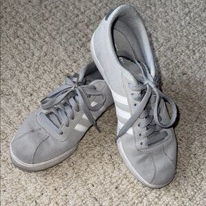 Adidas Gray and White Sneakers with Mesh Upper